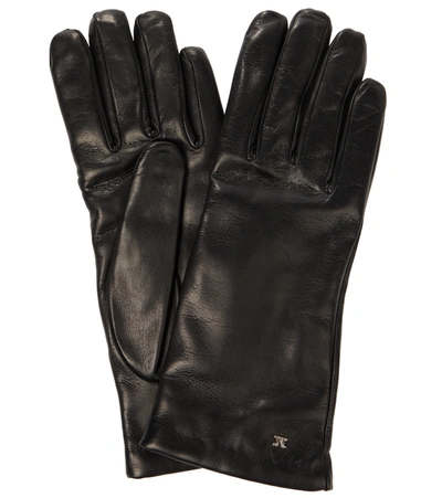 Max Mara Leather Gloves In Black