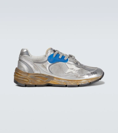 Golden Goose Dad-star Distressed Sneakers In Silver
