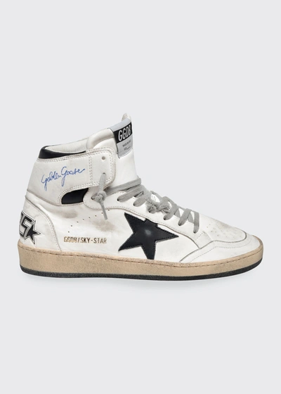 Golden Goose Sky Star Bicolor High-top Sneakers In White