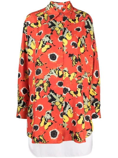 Loewe Pansies-print Button-down Oversized Shirt In Multicolore