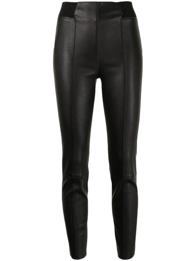 Brunello Cucinelli High-waisted Leather Leggings In Black