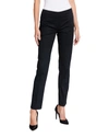Lafayette 148 Bleecker Side-zip Stretch Cotton Ankle Pants In Black