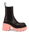 Bottega Veneta Flash Chunky Ankle Boots In Black & Flamingo