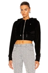 Givenchy Cropped Embellished Crushed-velvet Hoodie In Black