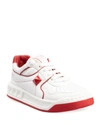 Valentino 20mm Roman Stud Leather Sneakers In R81 Bianco Rosso