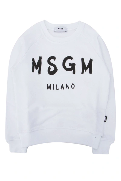 Msgm Logo-print Cotton Sweatshirt In White