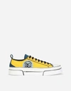 Dolce & Gabbana Hand-painted Two-tone Canvas Portofino Light Sneakers In Multicolor