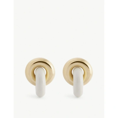 Uncommon Matters Cumulus Yellow Gold-plated Sterling Silver And Wood Earrings In Gold Alabaster