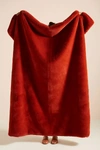 Anthropologie Sophie Faux Fur Throw Blanket In Red
