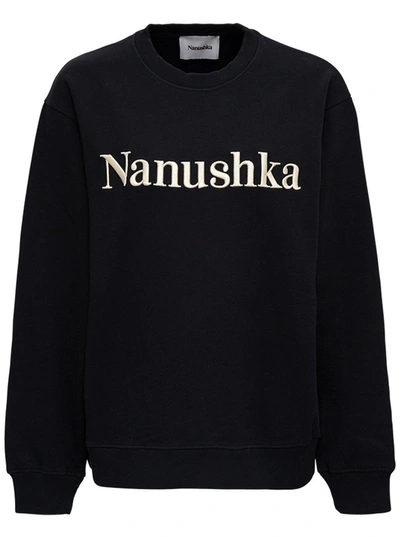 Nanushka Remy Logo-print Organic Cotton-jersey Sweatshirt In Black