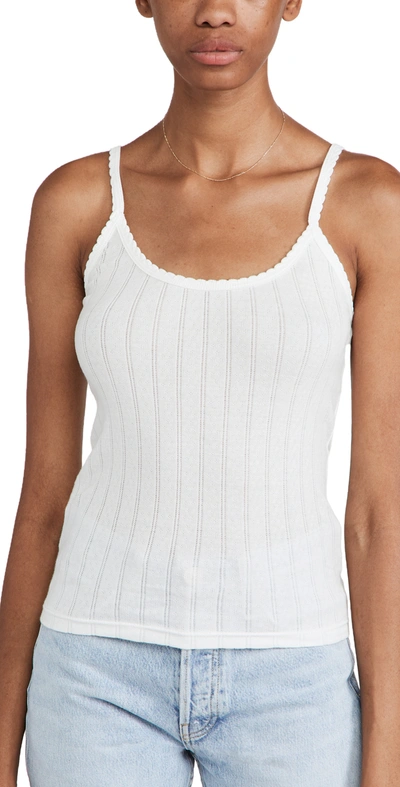 Leset Pointelle-knit Cotton-jersey Tank In White