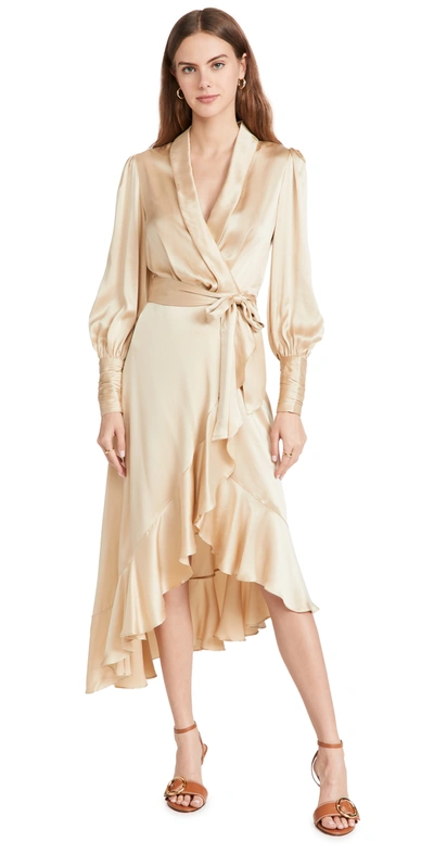 Zimmermann Silk Wrap Midi Dress In Pink