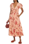 LOVESHACKFANCY CARLTON TIERED FLORAL-PRINT FIL COUPÉ COTTON MIDI DRESS,3074457345626683145