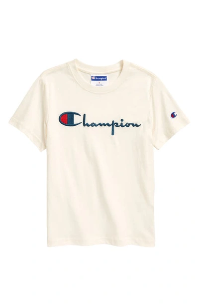 Champion Kids' Embroidered Script Logo T-shirt In Chalk White