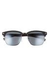 Hurley Halfway 56mm Polarized Browline Sunglasses In Matte Satin Black/ Smoke Base