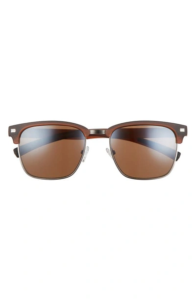 Hurley Halfway 56mm Polarized Browline Sunglasses In Dark Demi/ Brown Base