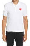 Comme Des Garçons Heart-patch Cotton Polo Shirt In White