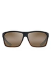 Maui Jim Alenuihaha 64mm Polarized Oversize Rectangular Sunglasses In Brown