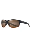 Maui Jim Kaiwi Channel 62mm Rectangular Polarized Sunglasses In Stripe Dark Brown/ Bronze