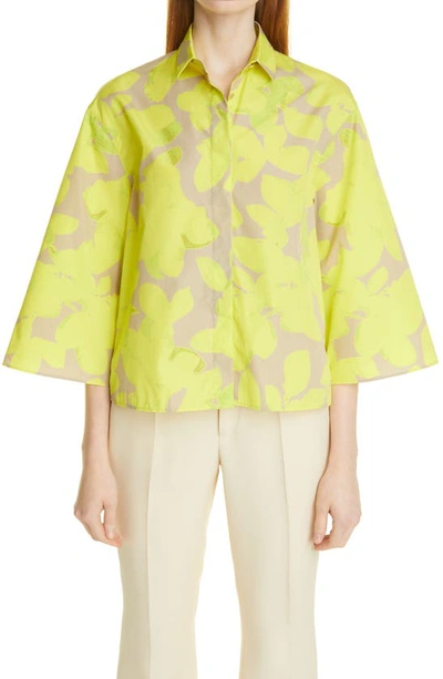 Akris Punto Magnolia Poplin Kimono-sleeve Blouse In Neon Sand
