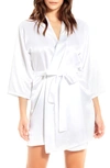 Icollection Satin Robe In White