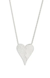 Shymi Half Pavé Heart Pendant Necklace In Silver/ White