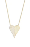 Shymi Half Pavé Heart Pendant Necklace In Gold/ White