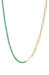 Shymi Half Link Tennis Choker Necklace In Gold/ Green
