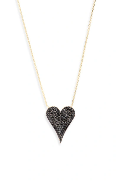 Shymi Small Pavé Heart Pendant Necklace In Gold/ Black