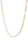 Shymi Half Link Tennis Choker Necklace In Gold/ White