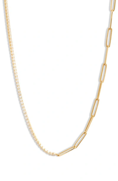 Shymi Half Link Tennis Choker Necklace In Gold/ White