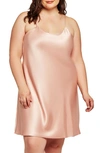 Icollection Satin Chemise In Rose-gold