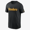 Nike Men's Pittsburgh Steelers Dri-fit Cotton Essential Wordmark T-shirt In Black
