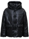 Nanushka Black Vegan Leather Hide Puffer Jacket In Black