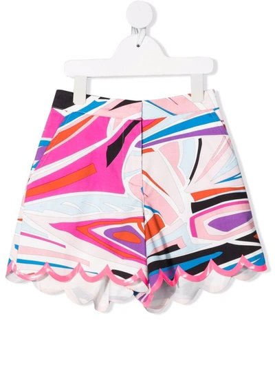 Emilio Pucci Junior Kids' Lance 扇贝边短裤 In Pink