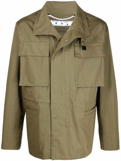 Off-white Arrows Cotton Field Jacket In Brown