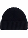 Moorer Cashmere Knitted Beanie In Blue