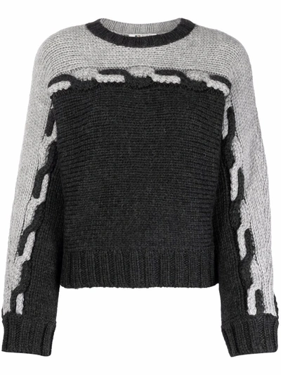 Ports 1961 Two-tone Chunky Knit Jumper In Grey