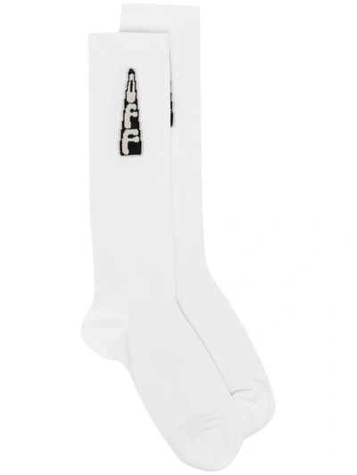 Off-white Triangle Logo Long Socks In White