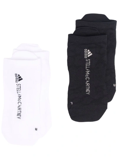 Adidas By Stella Mccartney Logo-knit Socks In Black