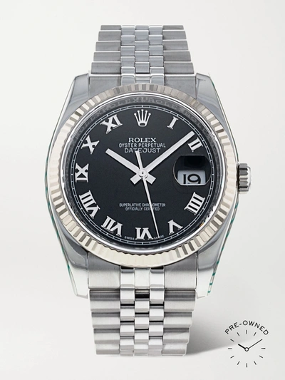 Rolex  2015 Datejust Automatic 36mm Stainless Steel And White Gold Watch In Schwarz