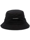 Jacquemus Le Bob Gadjo Embellished Cotton-canvas Bucket Hat In Black