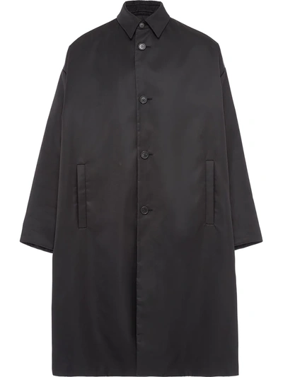 Prada Re-nylon Single-breasted Raincoat In Black