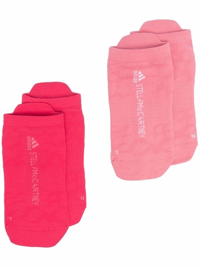 Adidas By Stella Mccartney Logo-knit Socks In Pink