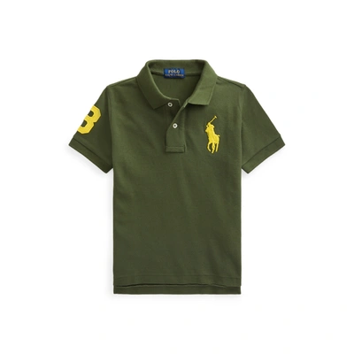 Polo Ralph Lauren Kids' Big Pony Cotton Mesh Polo Shirt In Army