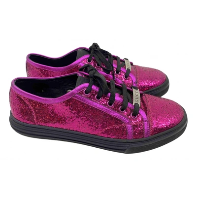 Pre-owned Gucci Ace Glitter Trainers In Pink