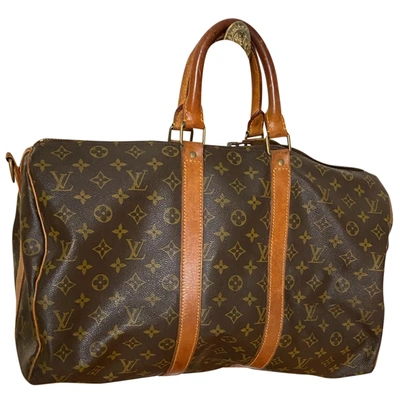Pre-owned Louis Vuitton Keepall Cloth Travel Bag In Brown