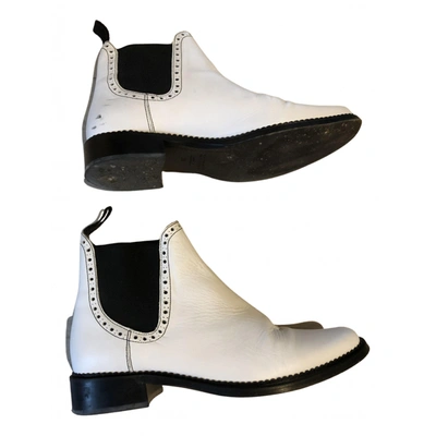 Pre-owned Claudie Pierlot Leather Western Boots In White