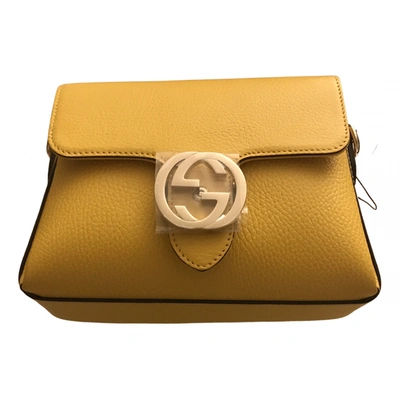 Pre-owned Gucci Interlocking Leather Crossbody Bag In Yellow