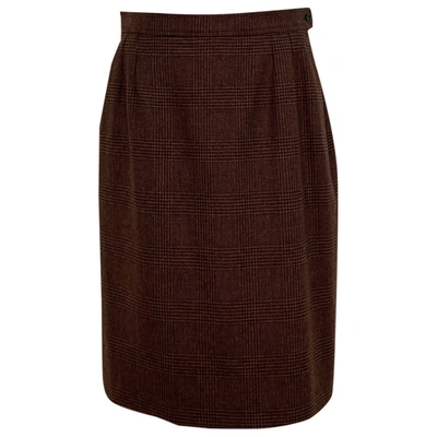Pre-owned Saint Laurent Wool Skirt Suit In Brown